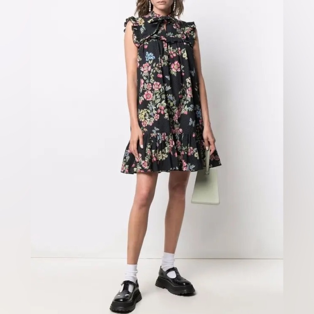 Floral Black Mini Dress